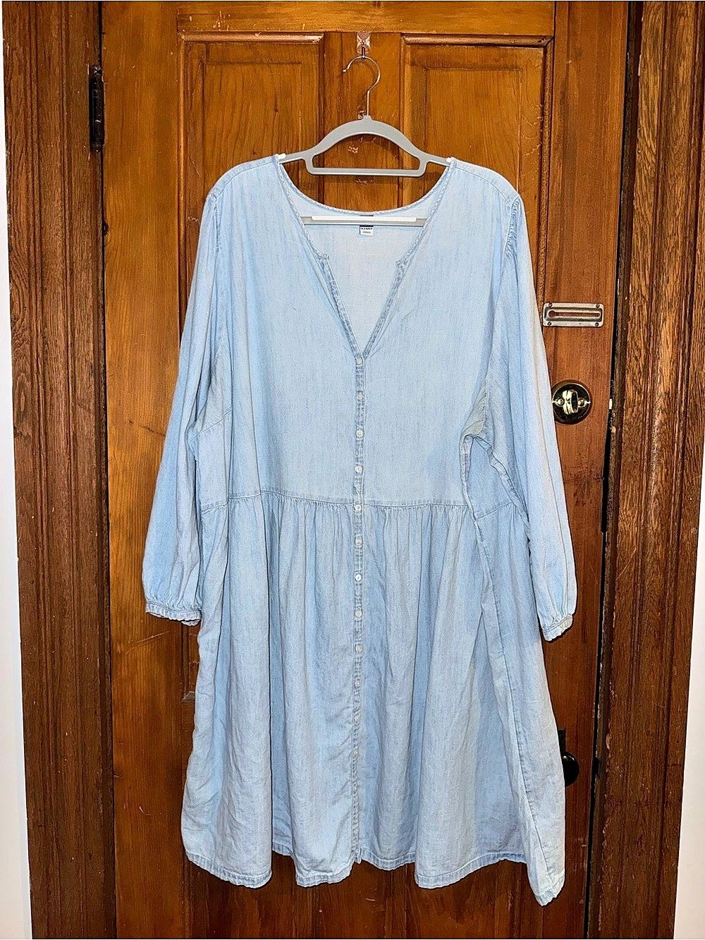 Old Navy Blue Button-Front Midi Denim Dress